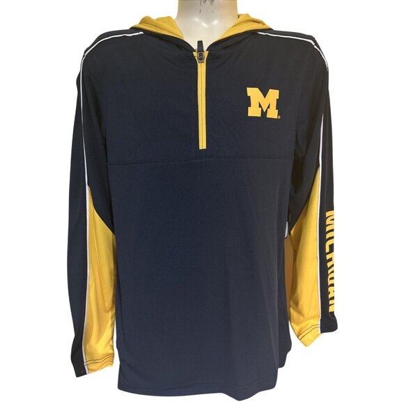 Michigan Wolverines Colosseum Long Sleeve Hooded Shirt Youth Medium 12-14 NWT! - Picture 1 of 6